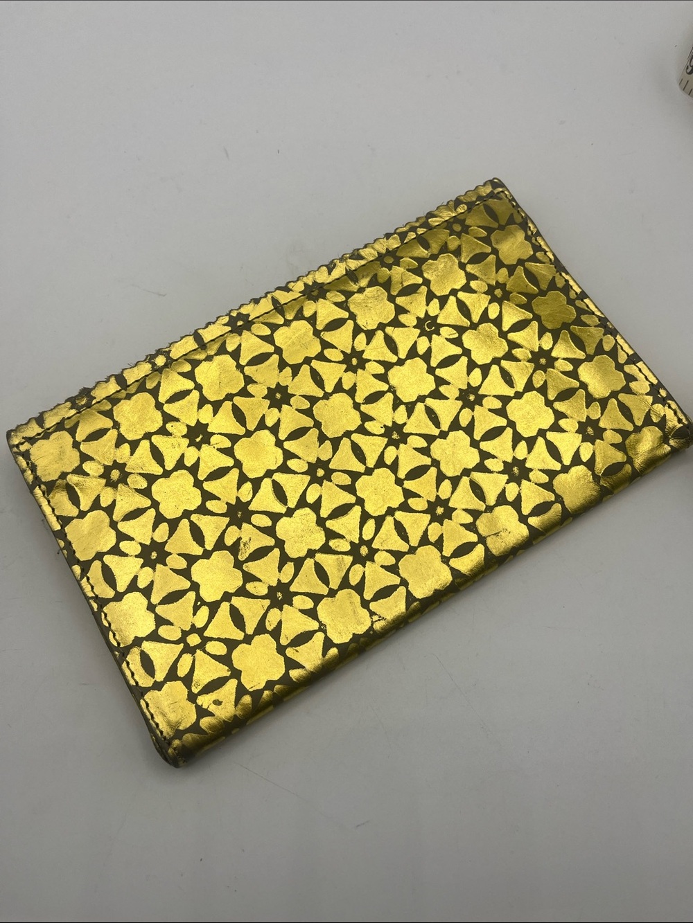 Metallic Gold Floral-Pattern Women’s Wallet